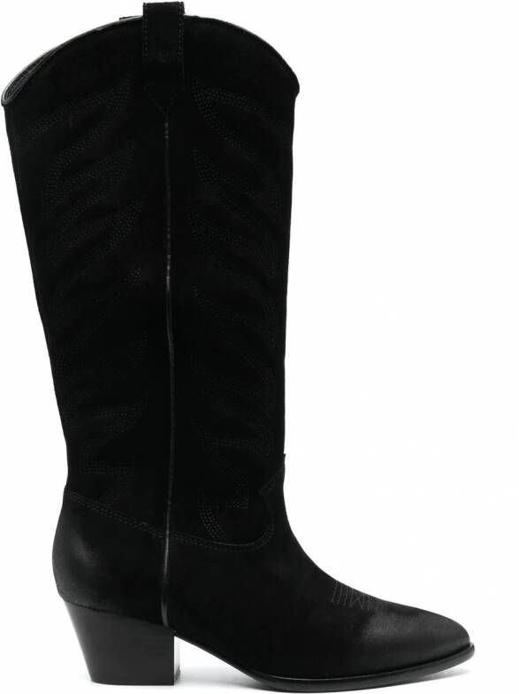 Ash cow-boy knee-length boots Zwart