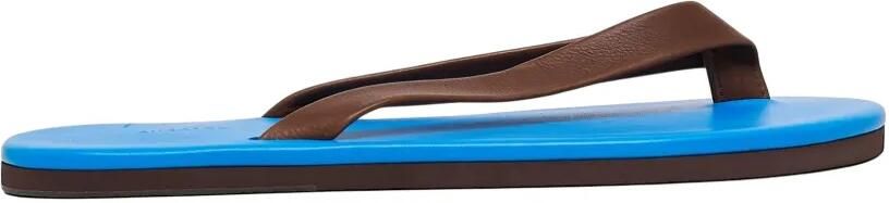 Auralee Zachte leren teenslippers Blauw