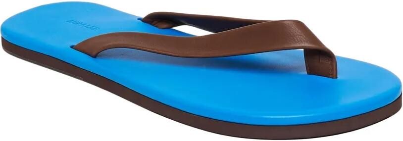 Auralee Zachte leren teenslippers Blauw - Foto 2