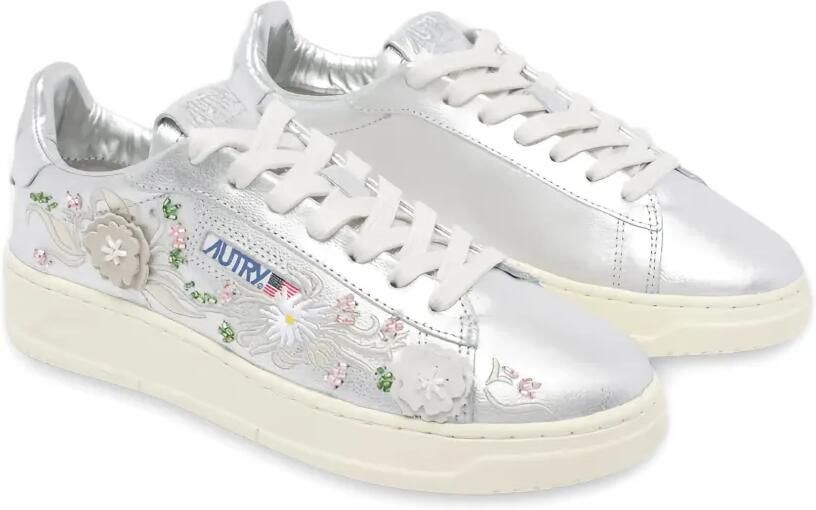 Autry Dallas Low sneakers met geborduurde bloemen Zilver