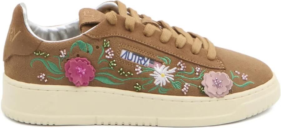 Autry Dallas sneakers met geborduurde bloemen Bruin