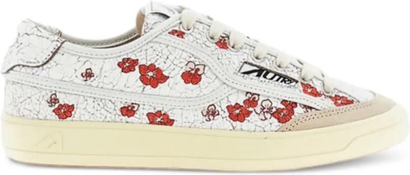 Autry floral-print crackled-leather sneakers Wit - Foto 3