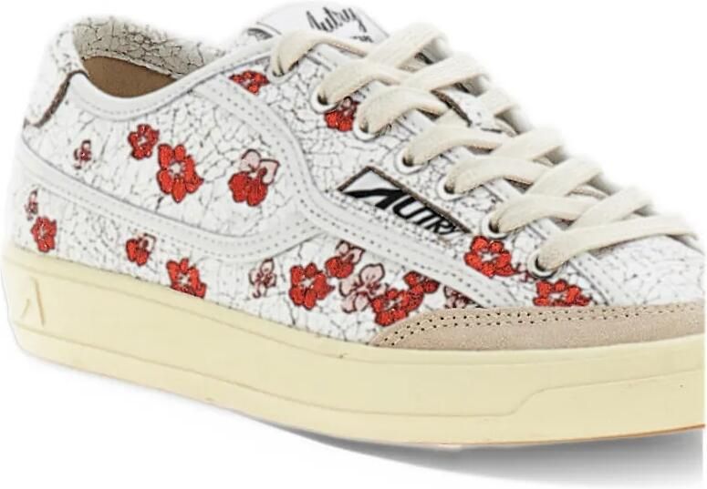 Autry floral-print crackled-leather sneakers Wit - Foto 2