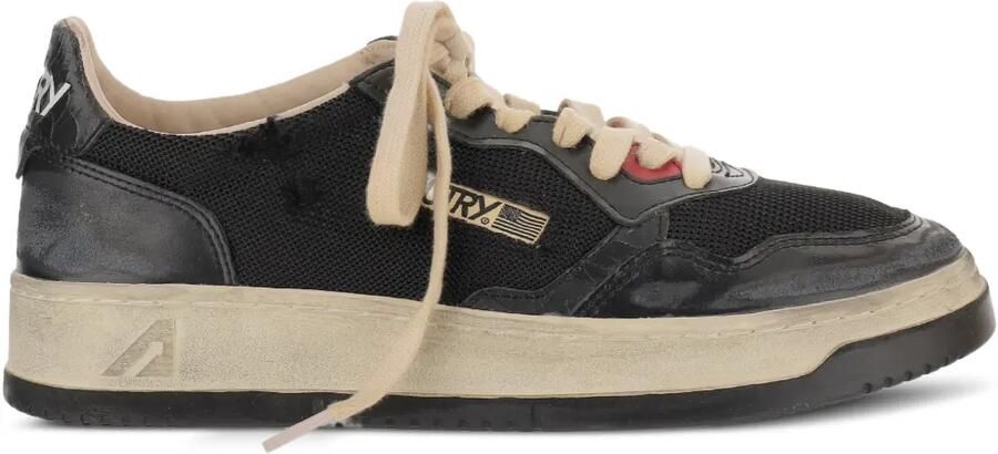 Autry Leren low-top sneakers met mesh Zwart