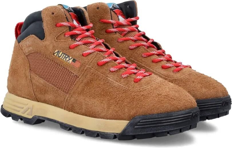 Autry Malga Cortina in chestnut and flame scarlet suede sneakers Bruin - Foto 3