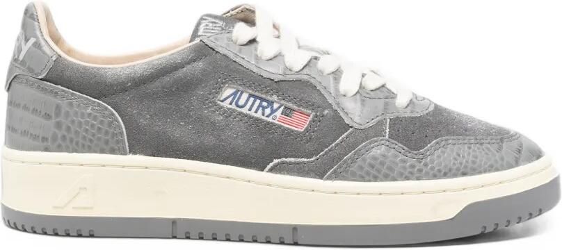 Autry Medalist leren sneakers met krokodillen-reliëf Grijs