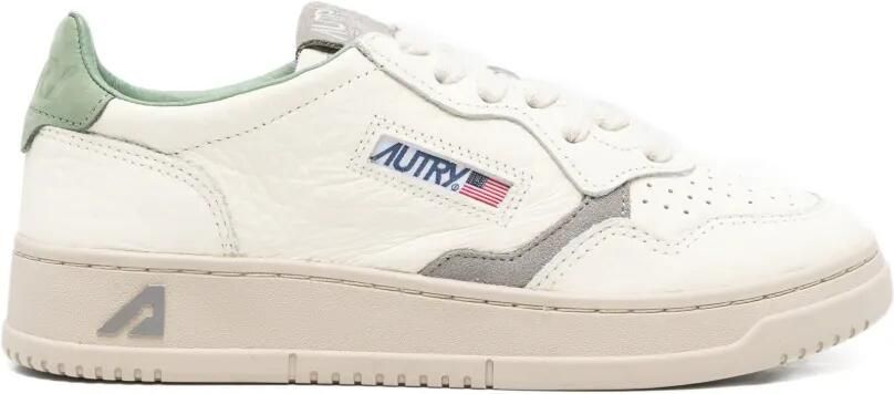 Autry Medalist Low bewerkte leren sneakers Beige