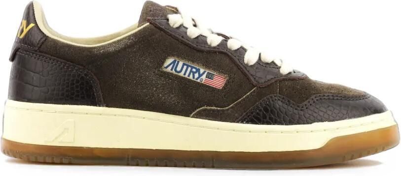 Autry Medalist Low sneakers met krokodillen-reliëf Bruin