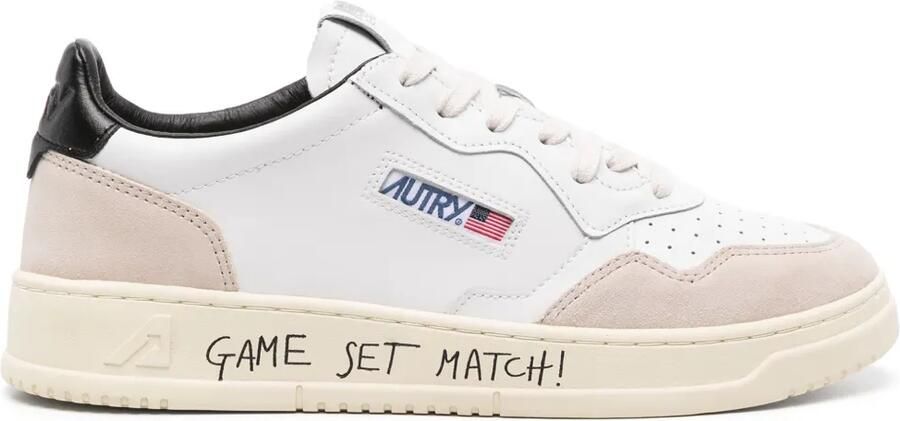 Autry Medalist Low leren en suède sneakers met tekst Wit