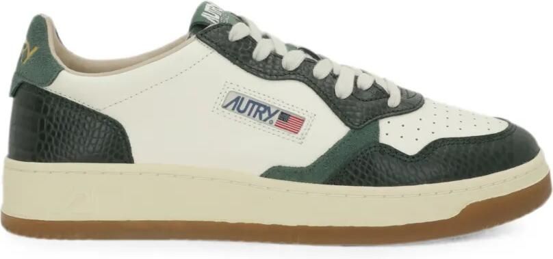 Autry Medalist Low sneakers van marshmallow en groen leer Wit