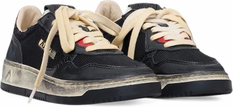 Autry Medalist Low Super Vintage sneakers in white and tanzanite leather and dragon mesh Zwart