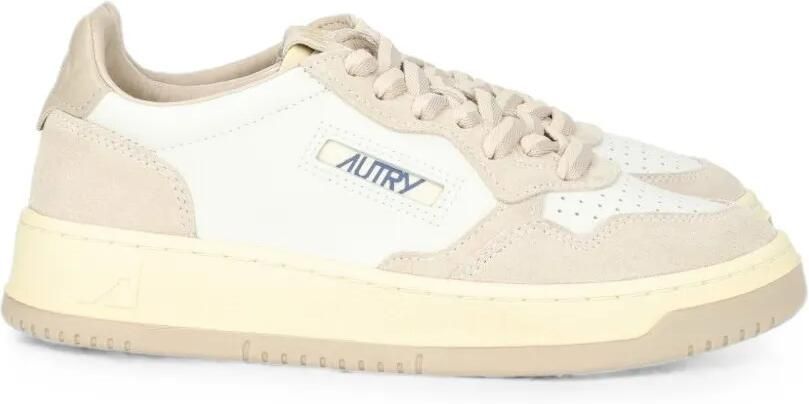 Autry Medalist low-top sneakers van lamsleer en suède Wit