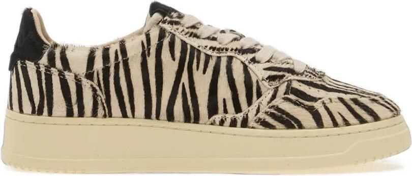 Autry Medalist sneakers met ponyhaar en zebraprint Beige