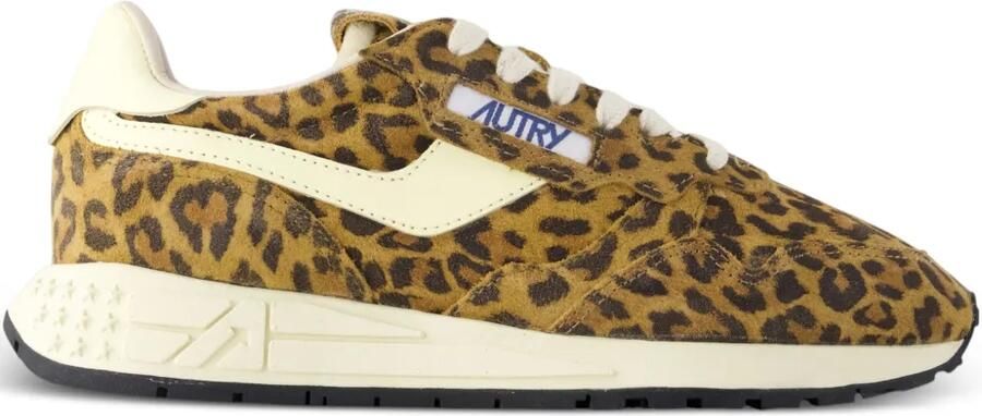 Autry Reelwind Low sneakers met luipaardprint Bruin