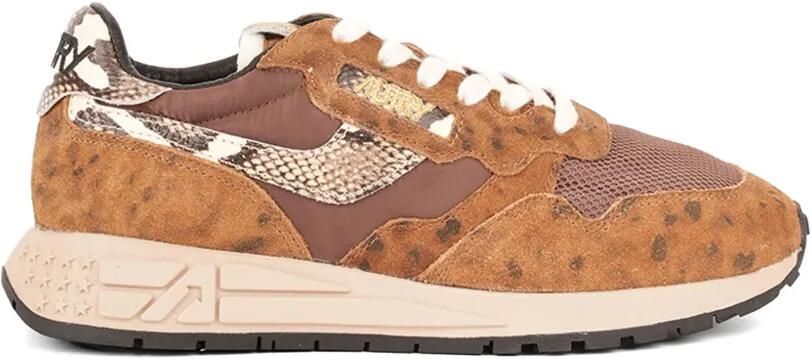 Autry Reelwind Low sneakers van Evy Leopard en zomerse nylon en suède Bruin