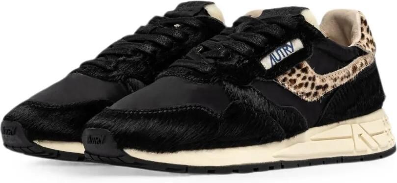 Autry Reelwind low-top sneakers van nylon en luipaardhaar Zwart - Foto 3