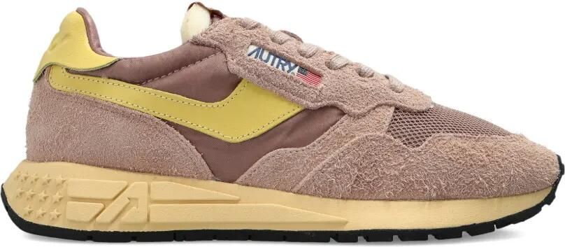 Autry Reelwind low-top sneakers van raffia nylon en suède Beige