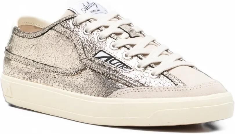 Autry Windscape leren sneakers met gebarsten effect Goud - Foto 2
