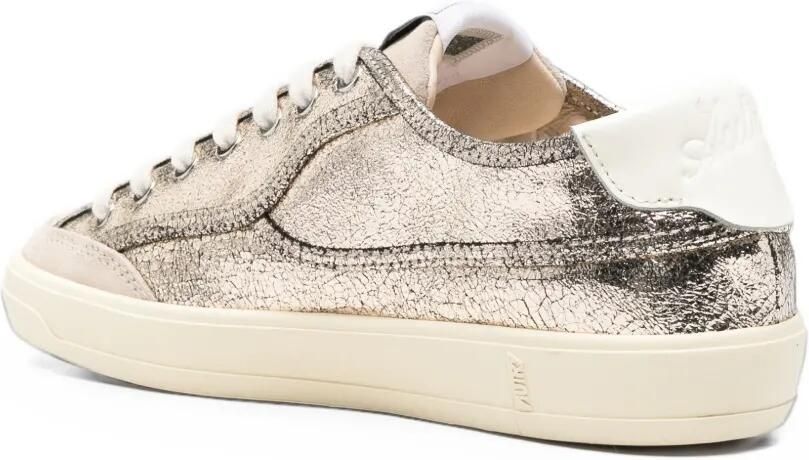 Autry Windscape leren sneakers met gebarsten effect Goud - Foto 3