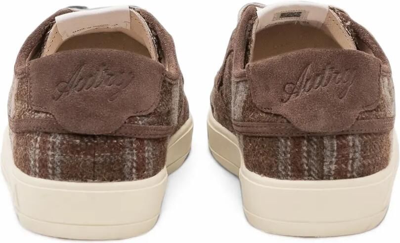Autry Windscape low sneakers in brown and chocolate check-print fabric and suede Bruin - Foto 2