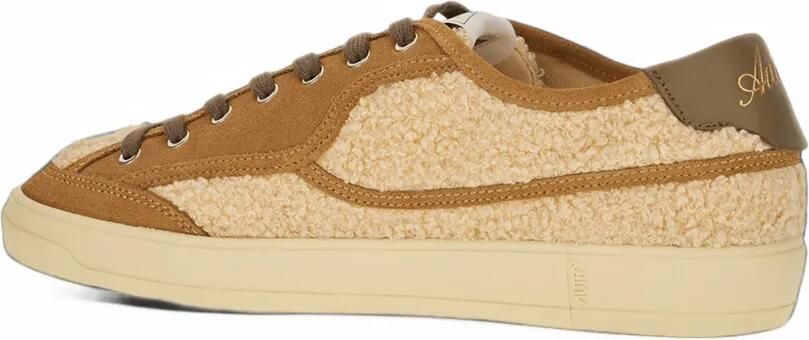 Autry Windscape low sneakers in natural color and cigar boucle fabric Beige