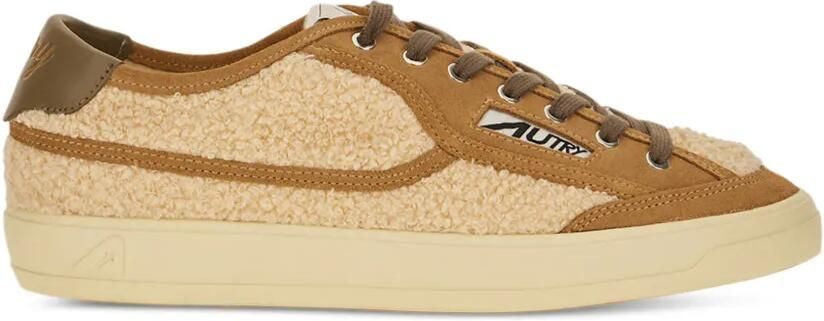 Autry Windscape low sneakers in natural color and cigar boucle fabric Beige - Foto 2