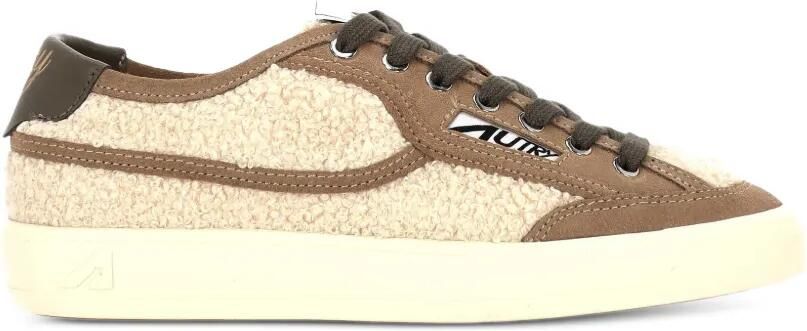 Autry Windscape low sneakers in natural color and cigar boucle fabric Beige