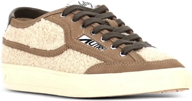 Autry Windscape low sneakers in natural color and cigar boucle fabric Beige - Foto 2