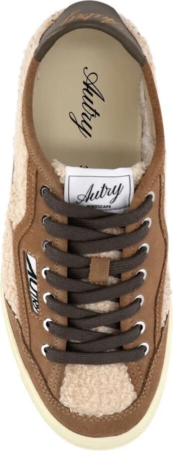 Autry Windscape low sneakers in natural color and cigar boucle fabric Beige - Foto 4