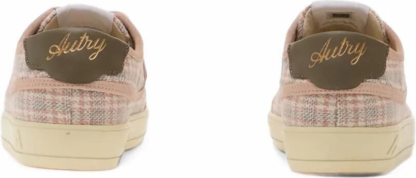 Autry Windscape Low sneakers in powder pink and chocolate check-print fabric and suede Roze - Foto 2
