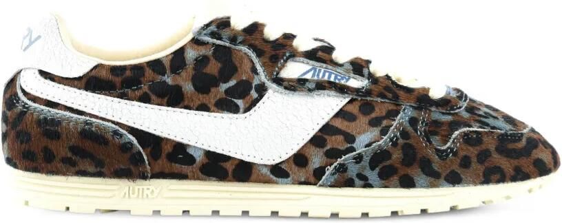 Autry Windspin leren sneakers met luipaardprint Grijs