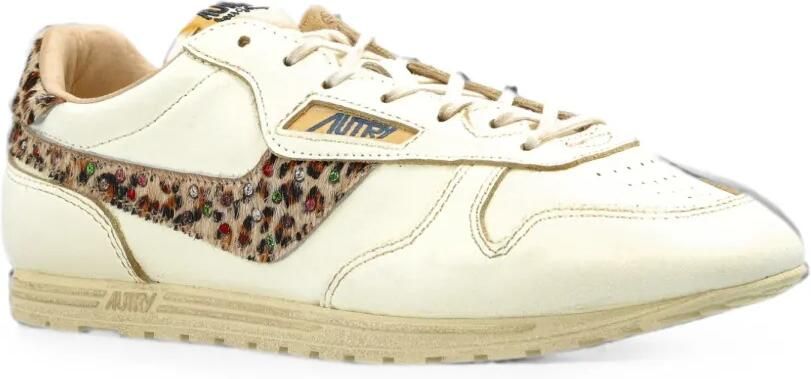 Autry Windspin leren sneakers met vlakken en luipaardprint Beige - Foto 4