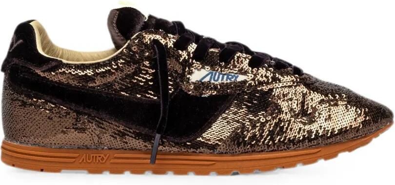 Autry Windspin Low fluwelen sneakers verfraaid met pailletten Bruin