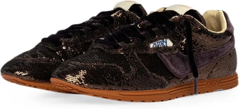 Autry Windspin Low fluwelen sneakers verfraaid met pailletten Bruin - Foto 3