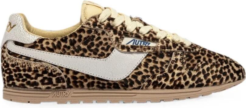 Autry Windspin Low sneakers met luipaard-print Bruin