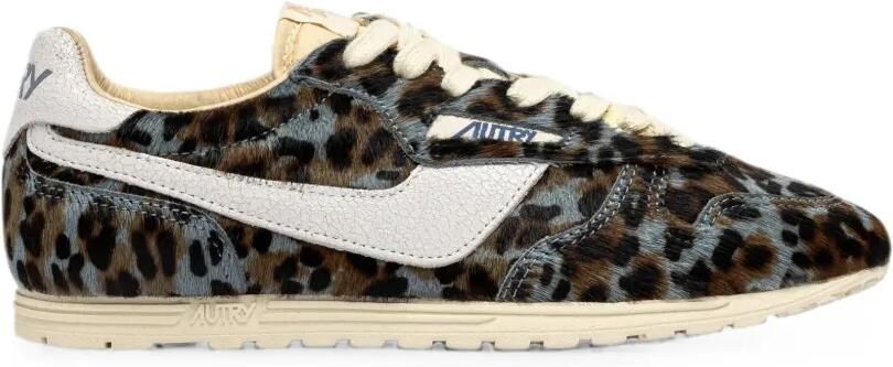 Autry Windspin Low sneakers met luipaardprint en ponyhaar Grijs