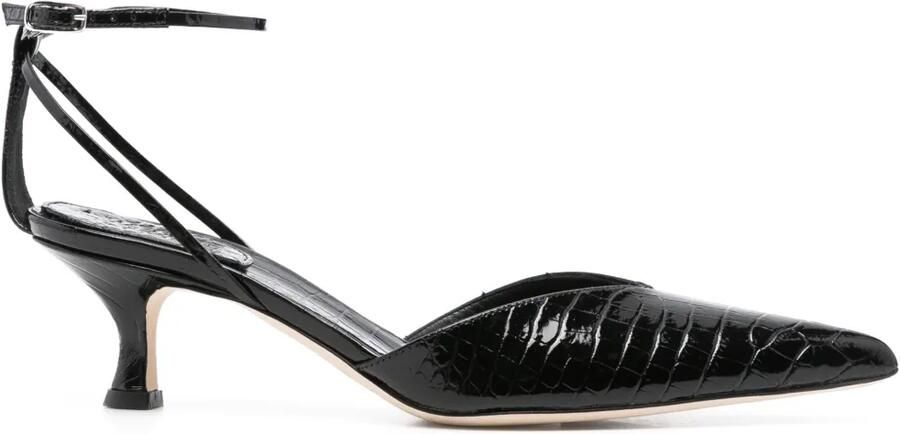 A.W.A.K.E. Mode 55 mm Dina pumps met krokodillen-reliëf Zwart