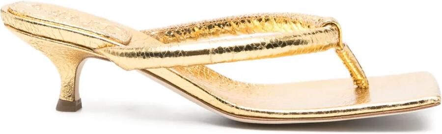 A.W.A.K.E. Mode 60 mm geknoopte sandalen met vierkante neus Goud