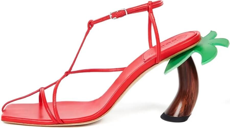 A.W.A.K.E. Mode 90 mm Bianca houten pumps Rood