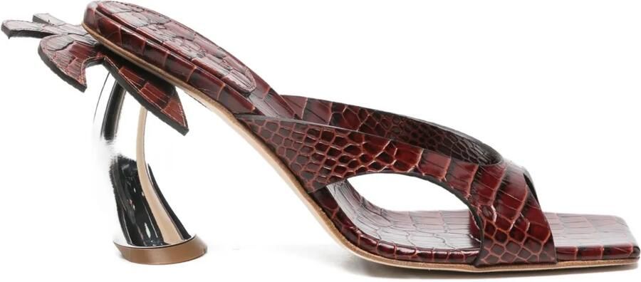 A.W.A.K.E. Mode 90mm sandalen met krokodillen-reliëf Bruin