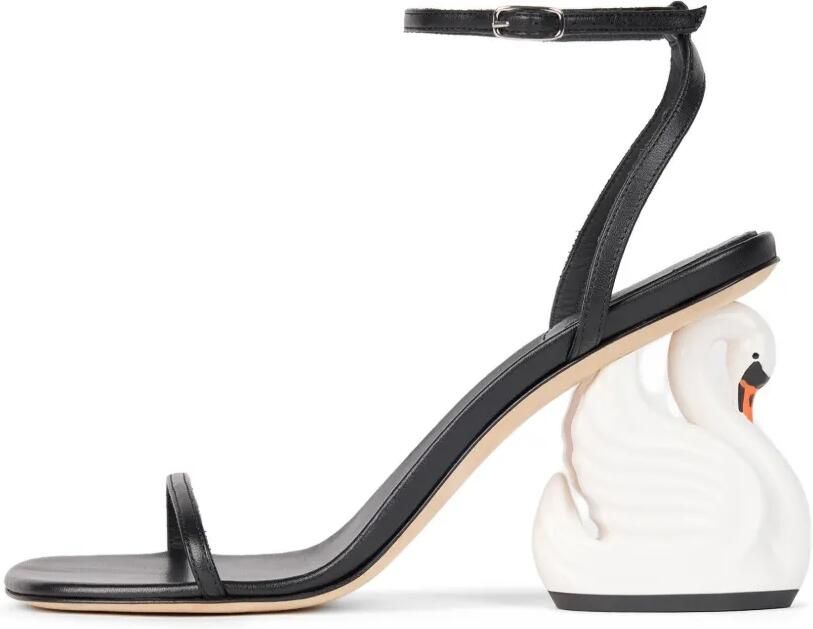 A.W.A.K.E. Mode Beta sandalen met zwaanhak Zwart