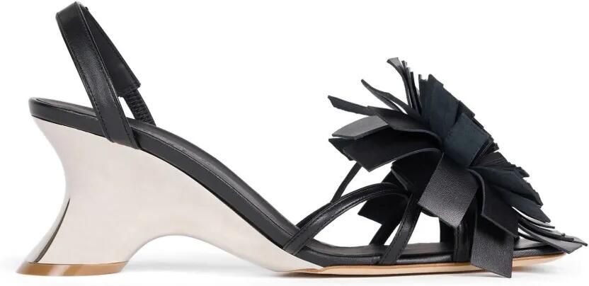 A.W.A.K.E. Mode Linda leren sandalen met pompon Zwart