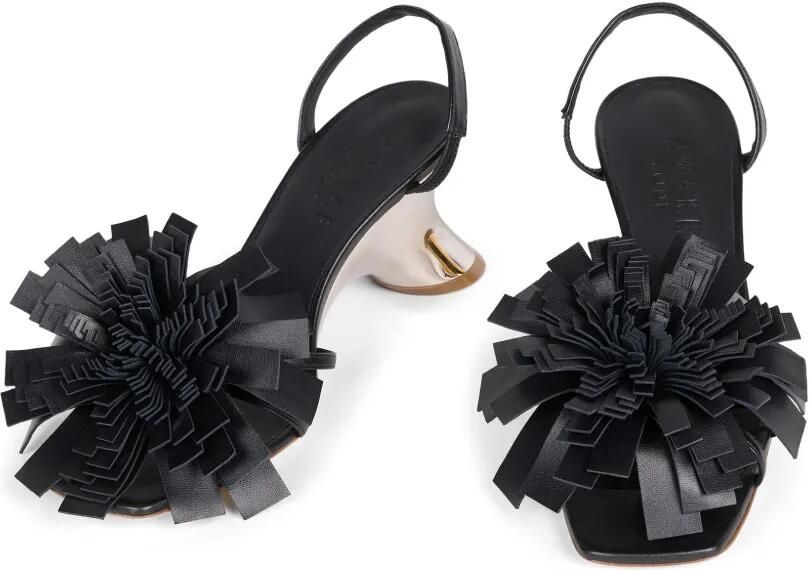 A.W.A.K.E. Mode Linda leren sandalen met pompon Zwart - Foto 2