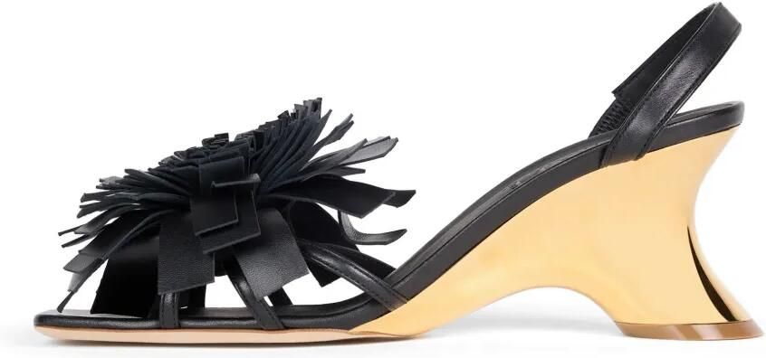 A.W.A.K.E. Mode Linda leren sandalen met pompon Zwart - Foto 3