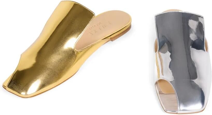 A.W.A.K.E. Mode Tim metallic muiltjes met open neus Goud - Foto 2