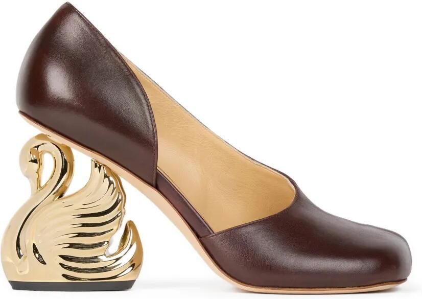 A.W.A.K.E. Mode Vesper pumps met zwaanhak Bruin