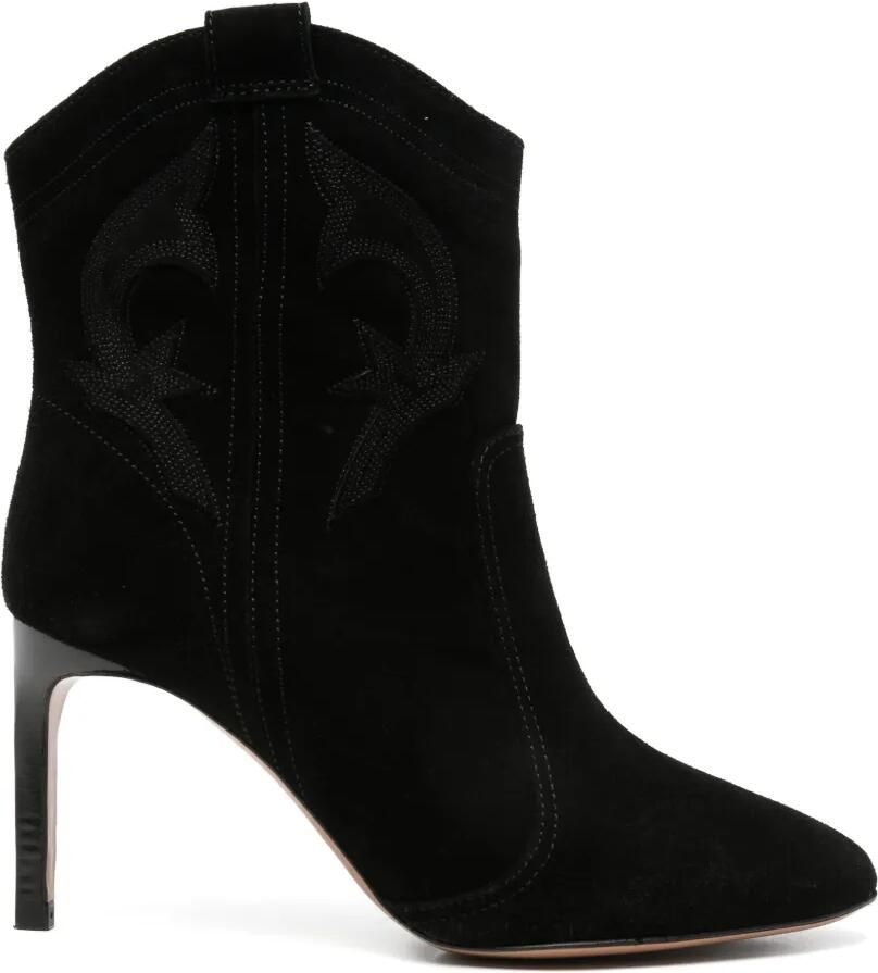 Ba&Sh Caitlin embroidered suede cowboy boots Zwart - Foto 2