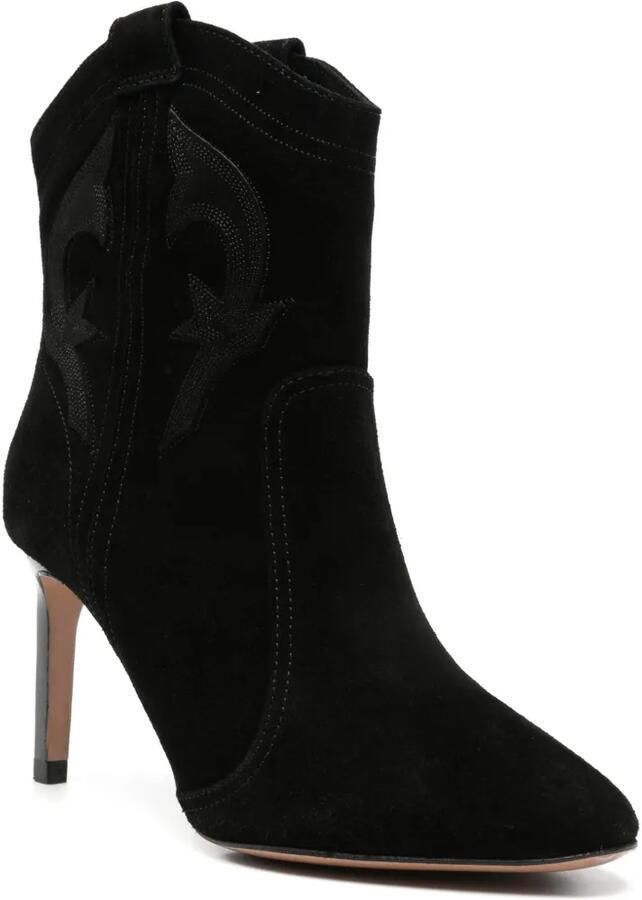 Ba&Sh Caitlin embroidered suede cowboy boots Zwart - Foto 3