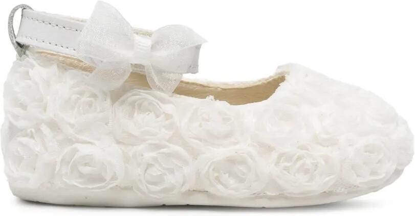 BabyWalker Ballerina's met bloe -applicatie en strik Wit