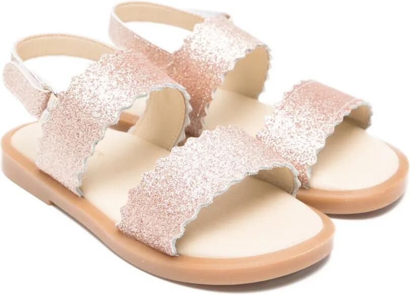 BabyWalker Gewelfde leren sandalen met glitter Roze